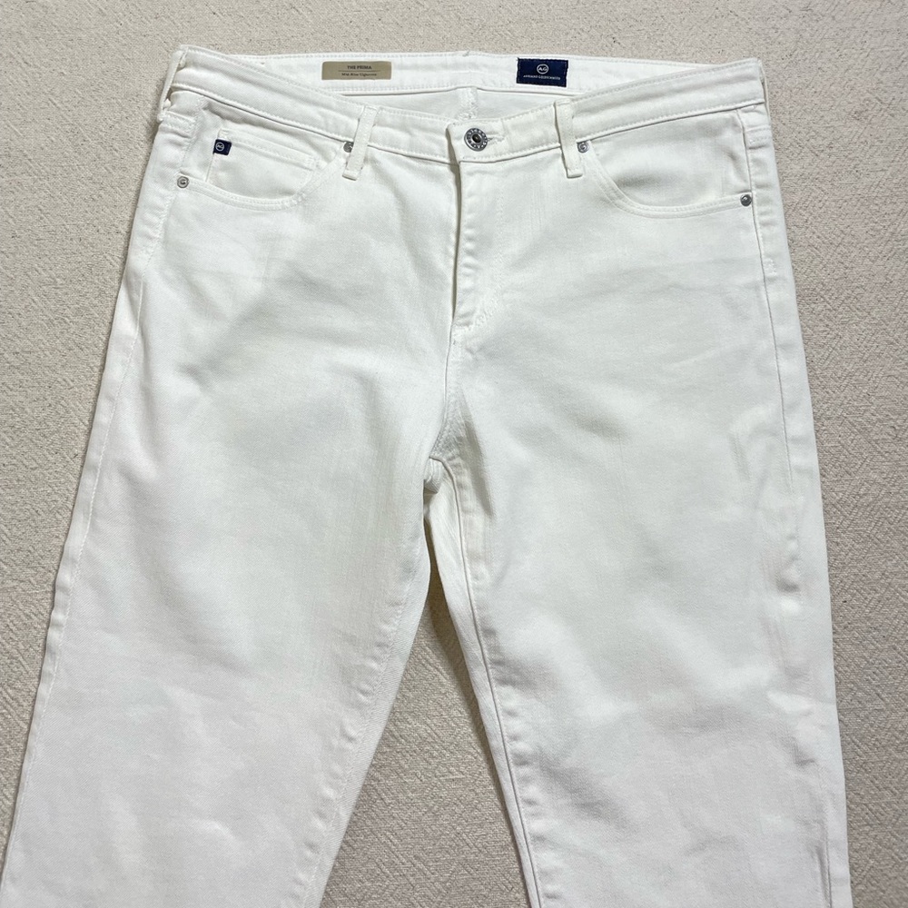 AG The Prima Mid Rise Cigarette White Denim Jeans 31‎ - Picture 2 of 8